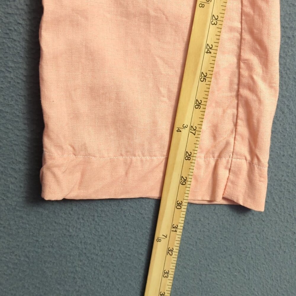 Miss Me Pant's Women's S Pink Linen Mid Rise Wide Cargo Flap Pocket - Picture 9 of 14